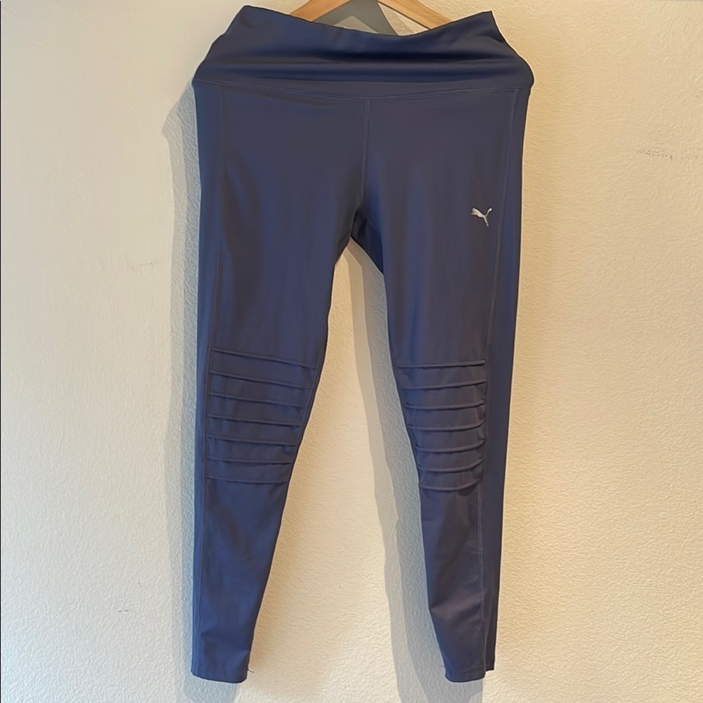 Puma Moto Mesh Leggings, Slate Blue Size L - Picture 2 of 13